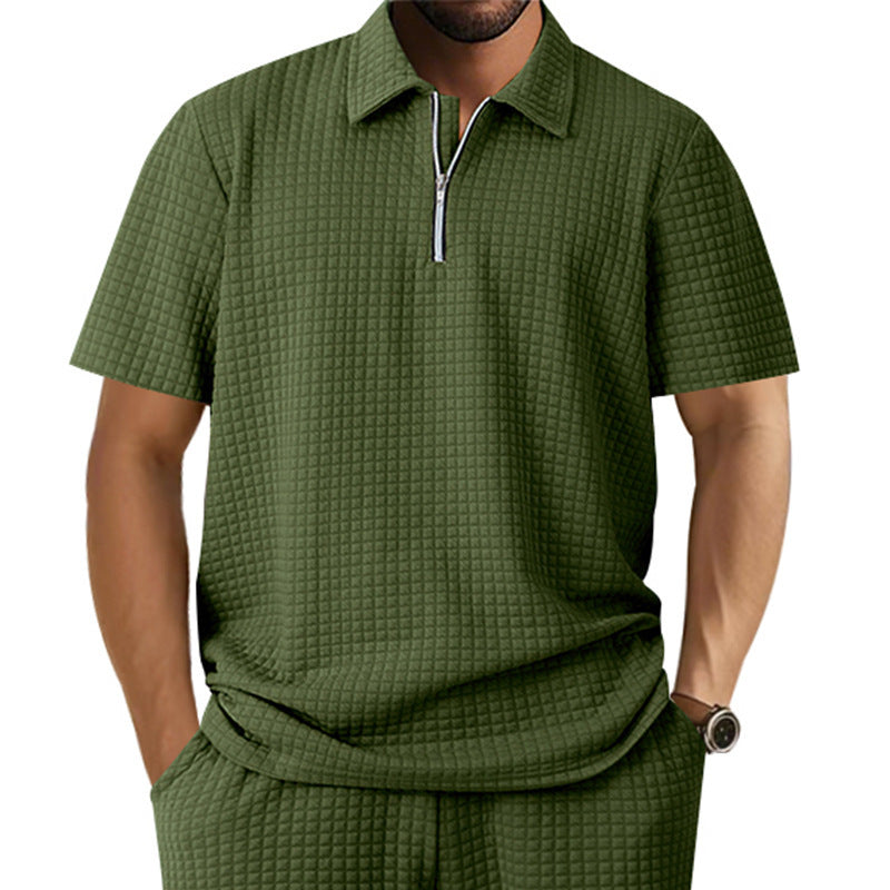 Polo homme à manches courtes avec fermeture éclair moderne et design structuré Chic und Stil