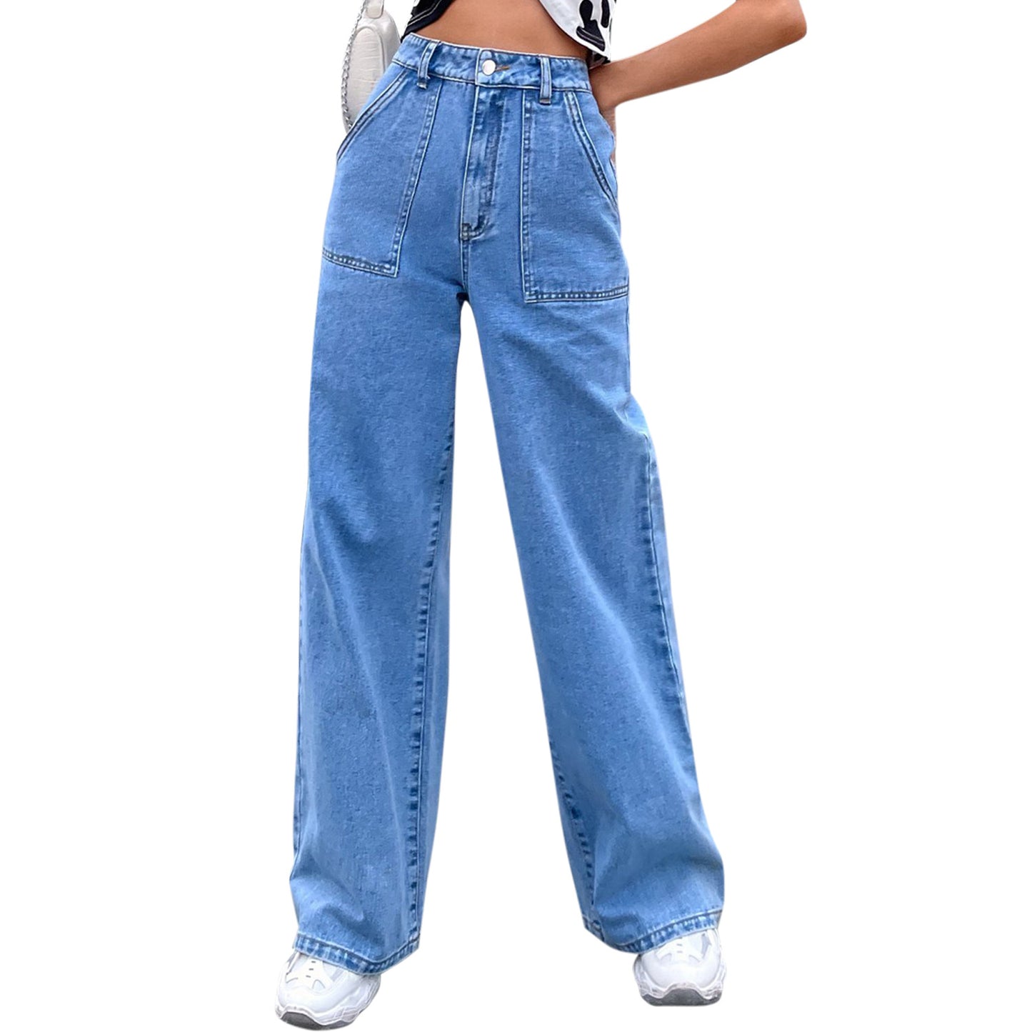 Jean taille haute ample pour femmes avec coupe classique et poches plaquées Chic und Stil