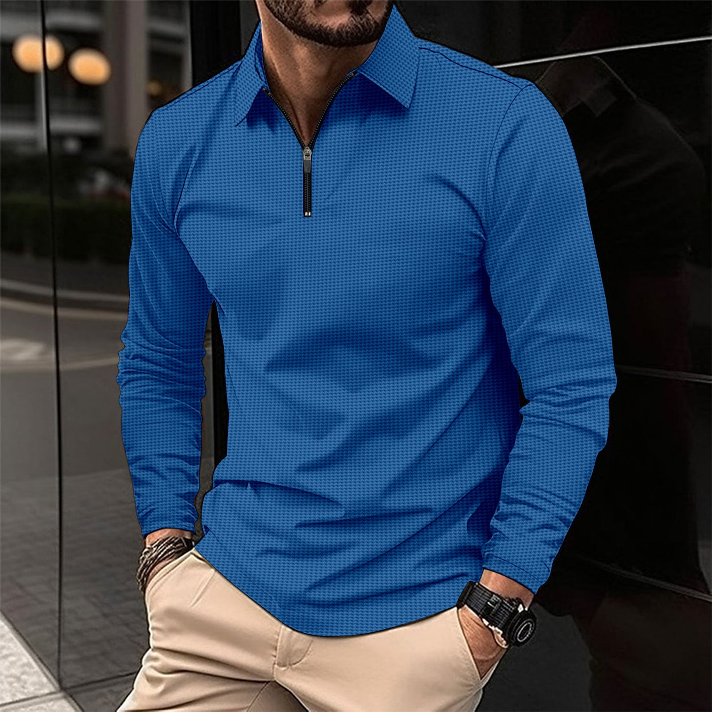 Chemise à manches longues pour homme avec fermeture éclair moderne et design structuré Chic und Stil