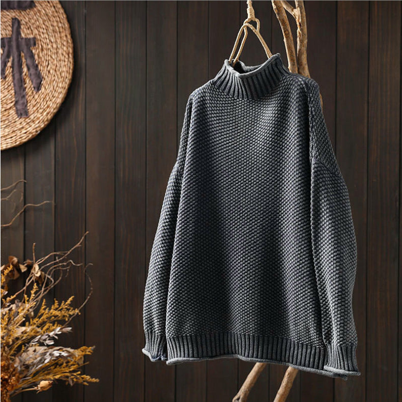 Pull en tricot oversized pour femmes avec col montant Chic und Stil