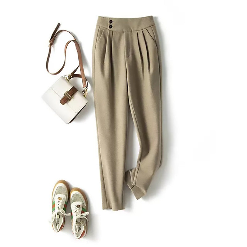 Pantalons plissés ajustés taille haute pour femmes Chic und Stil