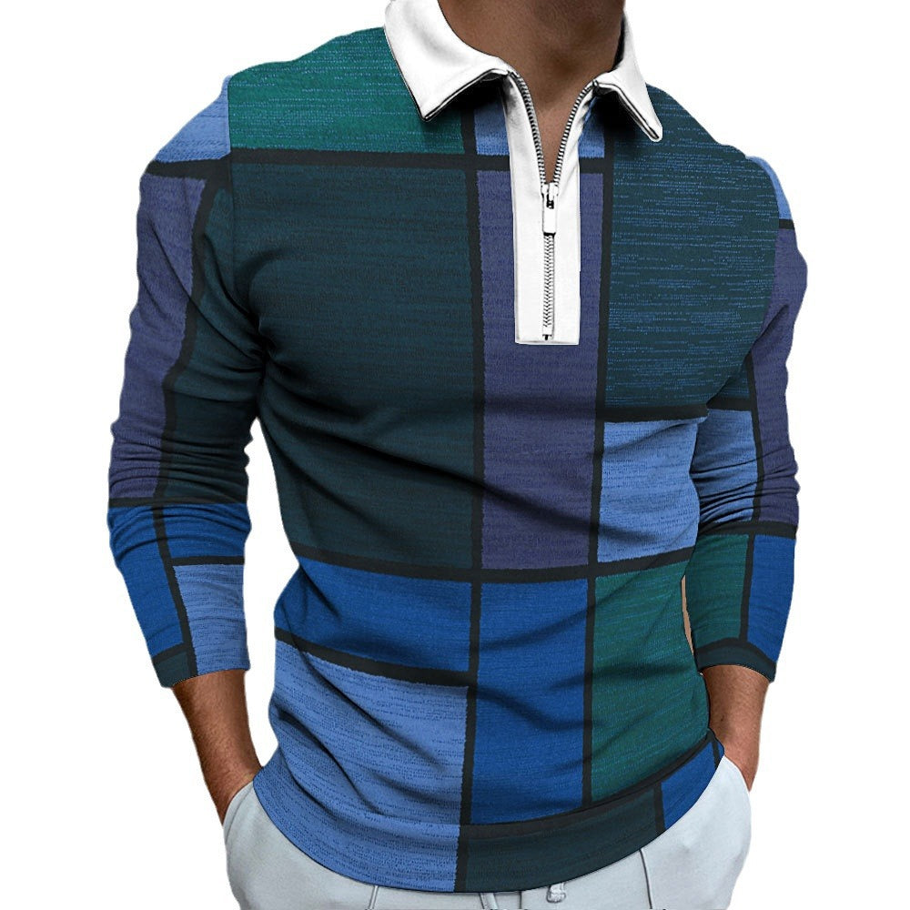 Men's polo with zipper, trendy and unique graphic design Chic and Style