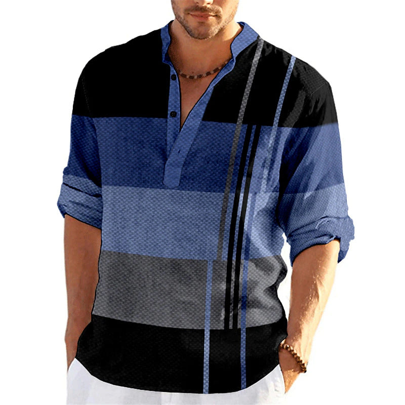 Chemise popover rayée décontractée pour hommes Chic und Stil