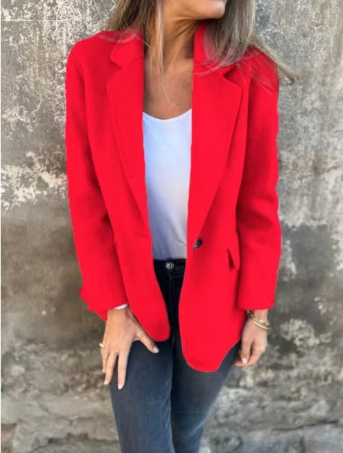 Dames Blazer élégant en tissu polaire chaud avec poches pratiques Chic und Stil