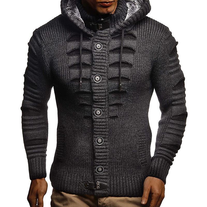 Veste en tricot pour hommes avec capuche et détails décoratifs des boutons Chic und Stil