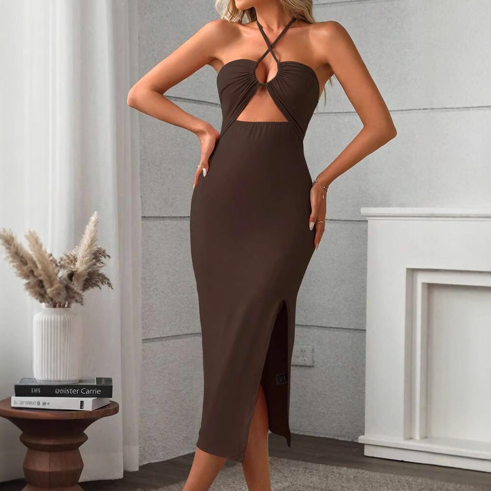 Robe maxi femme avec des découpes raffinées et une fente latérale Chic und Stil