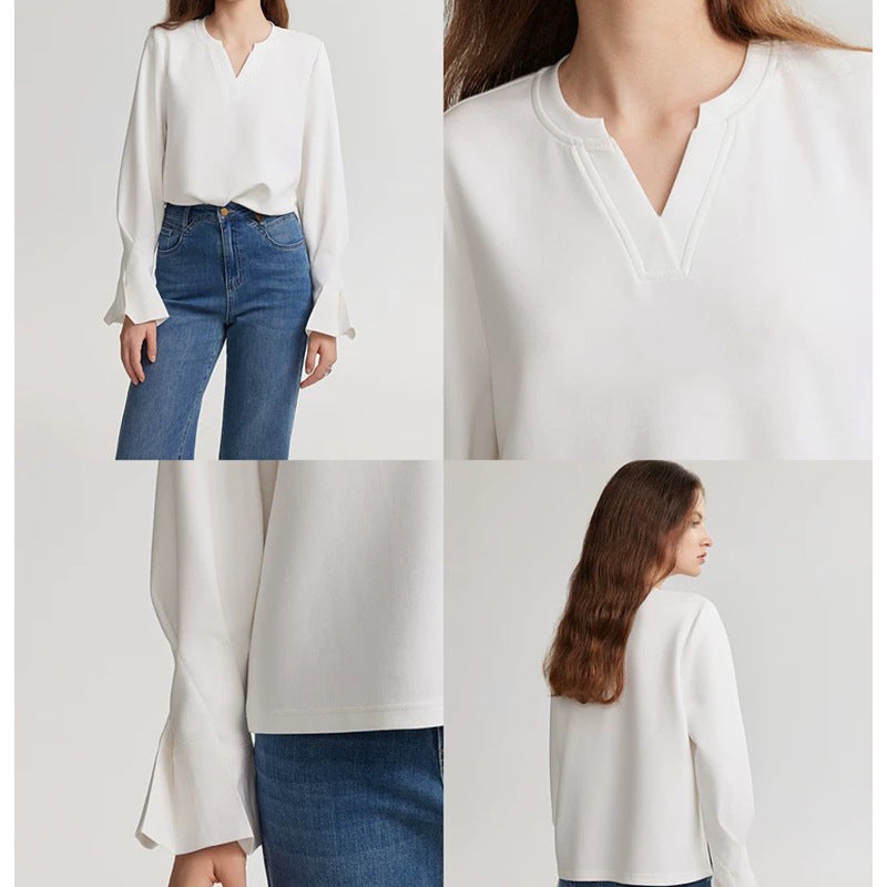 Blouse Femme Élégante à Manches Longues V-Cou Chic und Stil