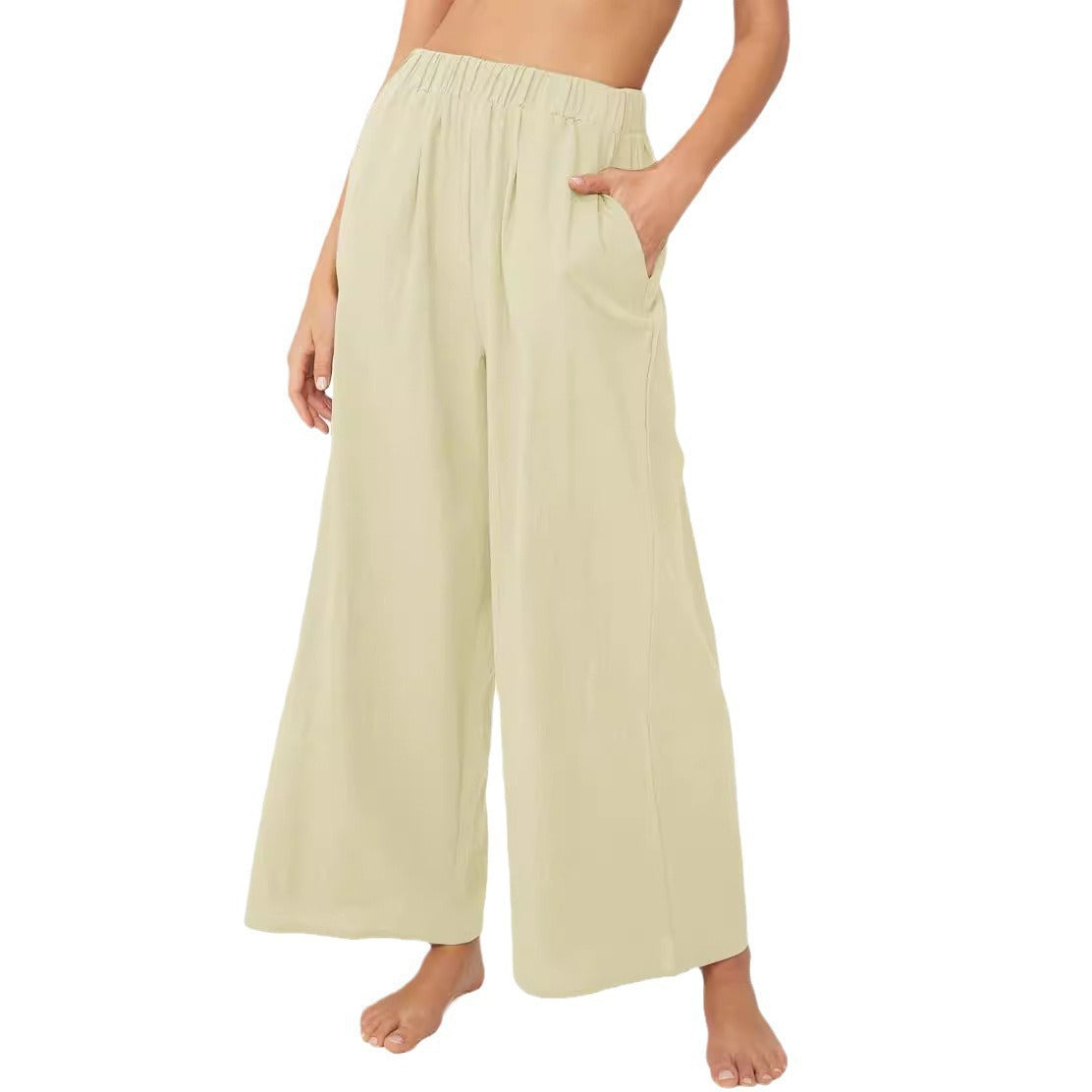 Pantalon d'été pour femmes, ample, avec taille élastique et poches latérales pratiques Chic und Stil