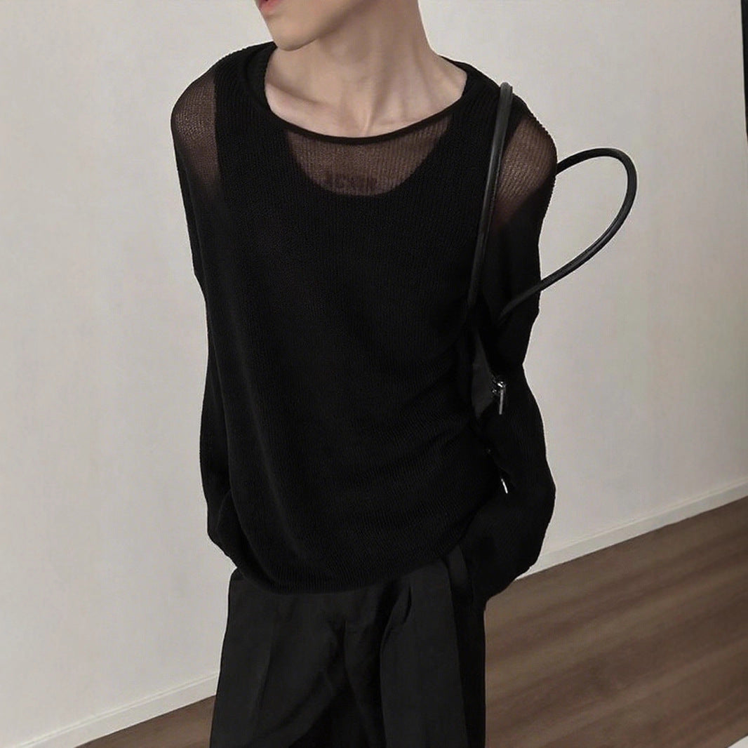 T-shirt à manches longues pour femmes avec motif en côtes texturé et coupe décontractée Chic und Stil