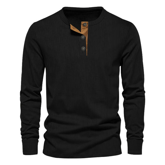 Chemise à manches longues décontractée pour hommes avec patte de boutonnage et structure en rib Chic und Stil