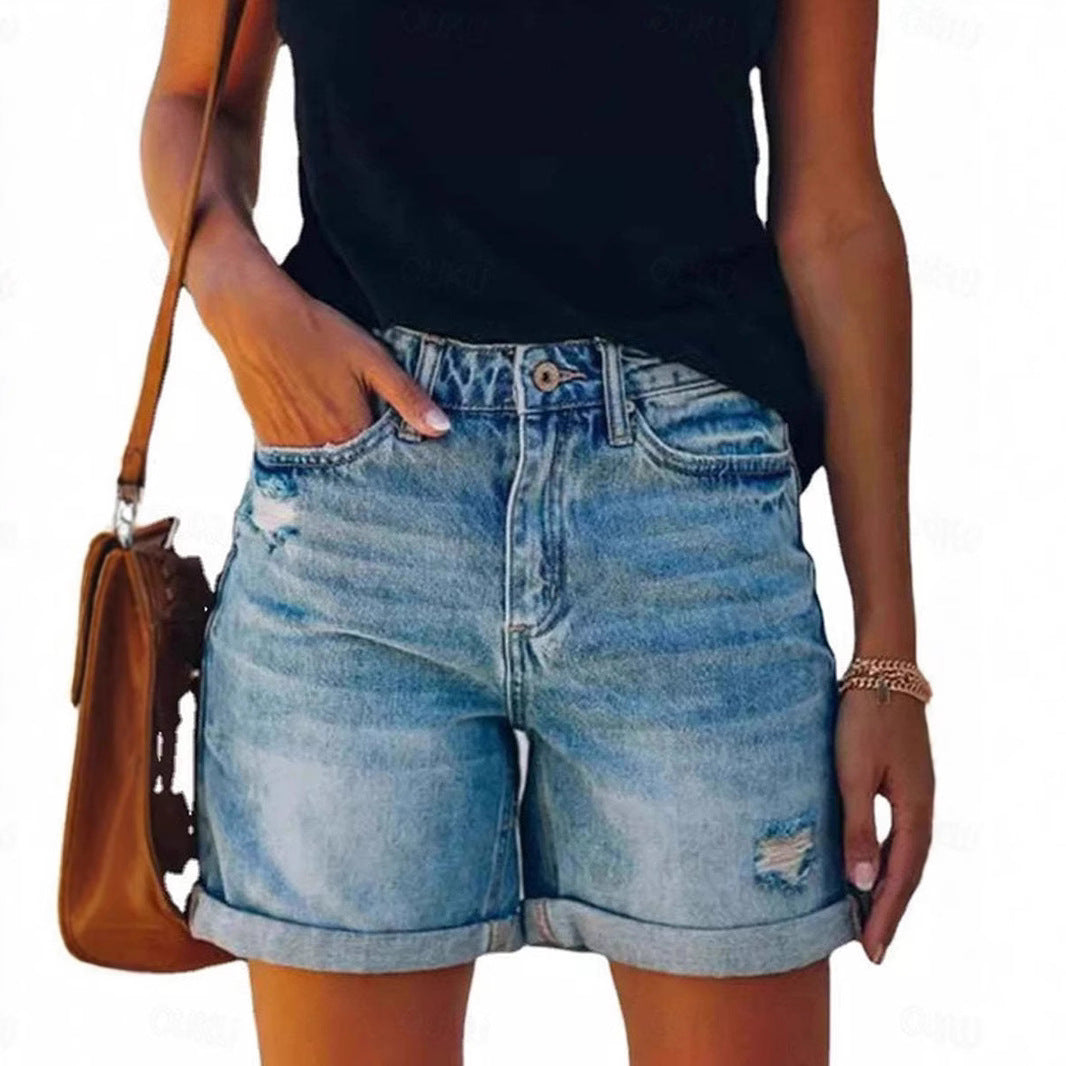 Shorts en denim taille haute pour femmes Chic und Stil