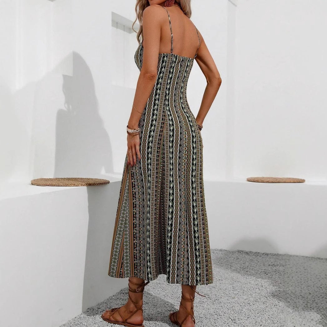 Robe maxi rayée bohémienne Chic und Stil pour femmes