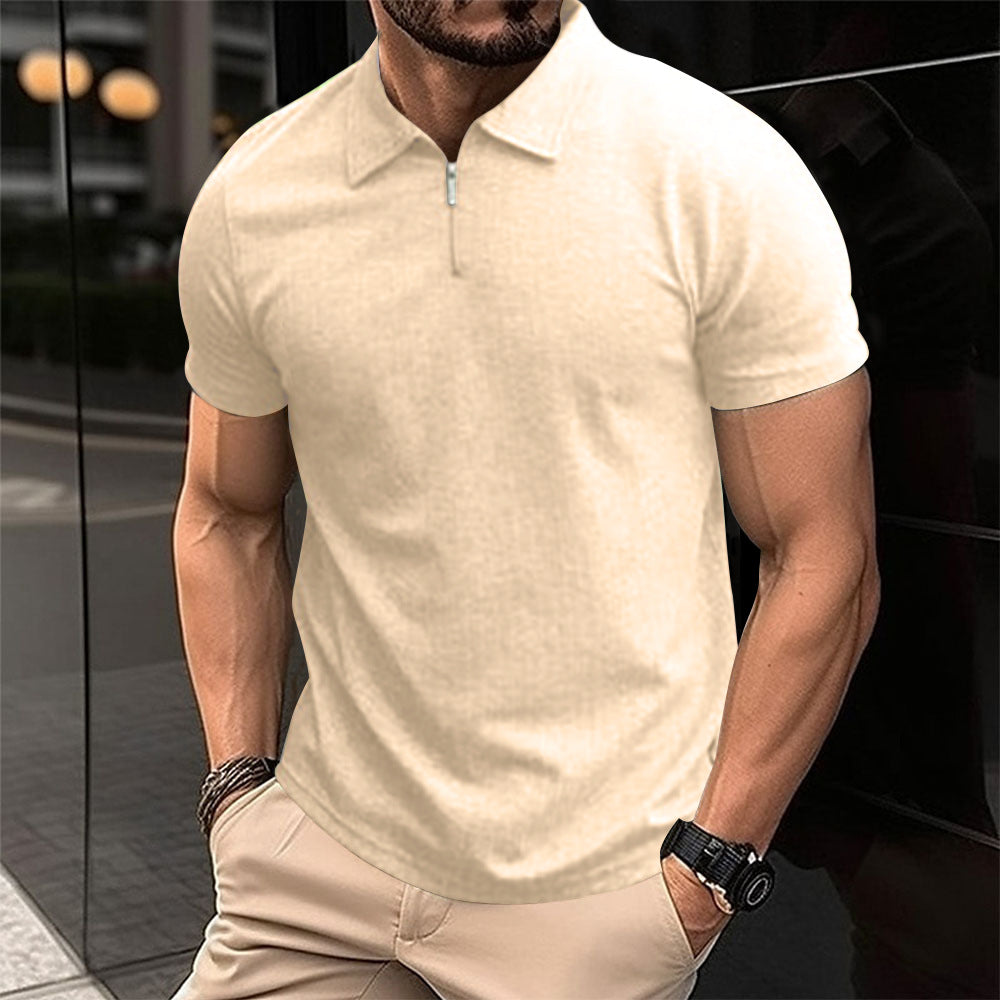 Polo pour hommes avec fermeture éclair moderne et tissu structuré Chic und Stil