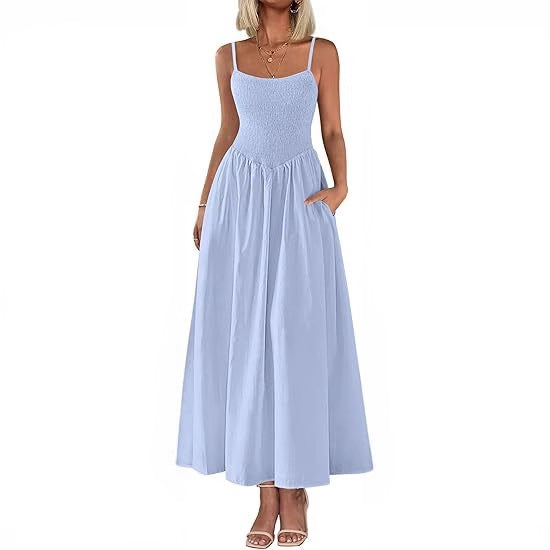 Robe maxi pour femmes avec haut élastique et jupe fluide Chic und Stil