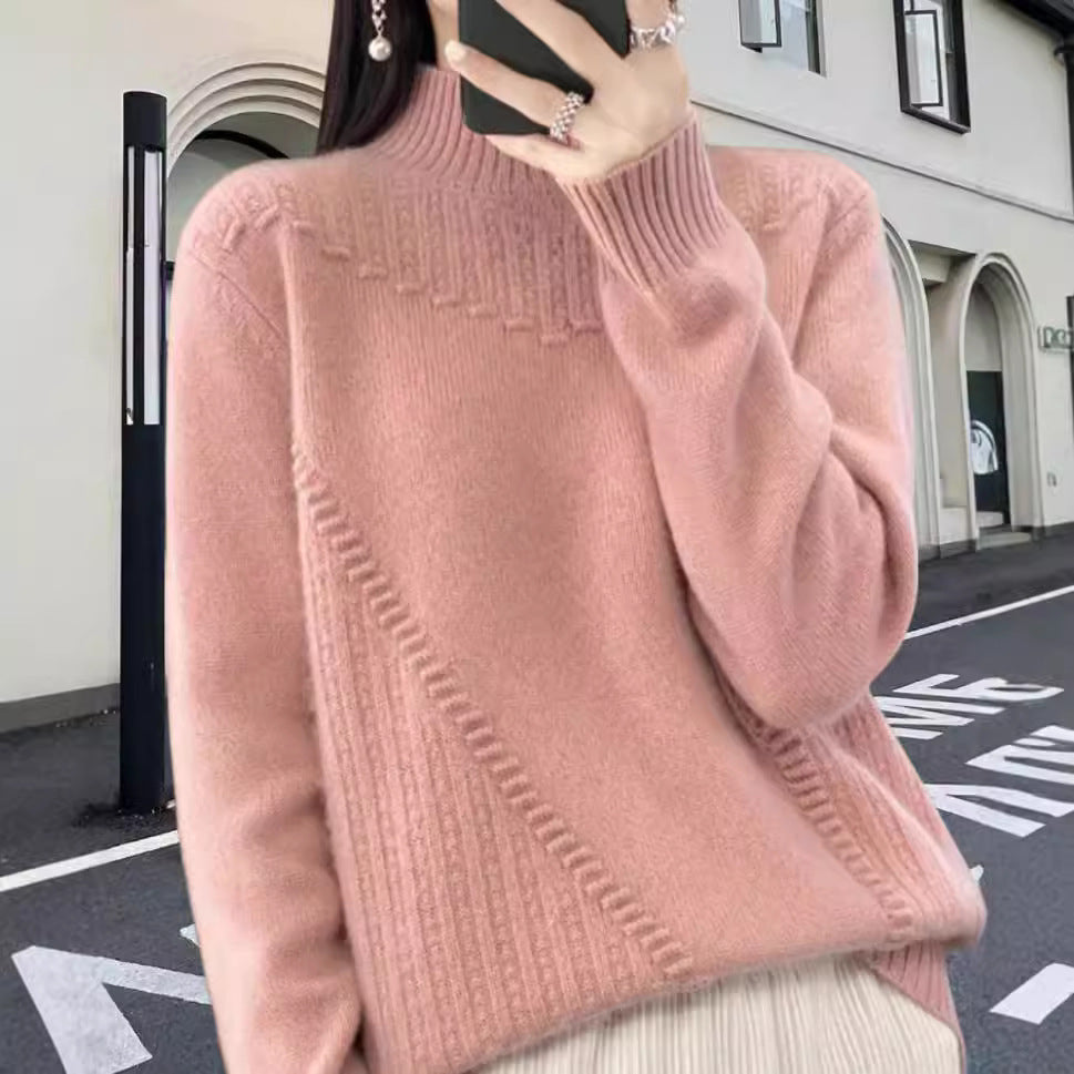 Pull en tricot pour femmes avec col montant élégant et design structuré Chic und Stil