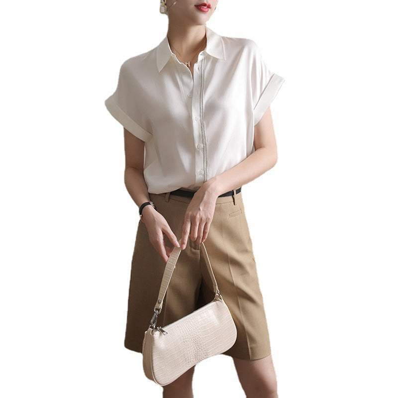 Blouse ajustée à manches courtes à boutons pour femmes Chic und Stil