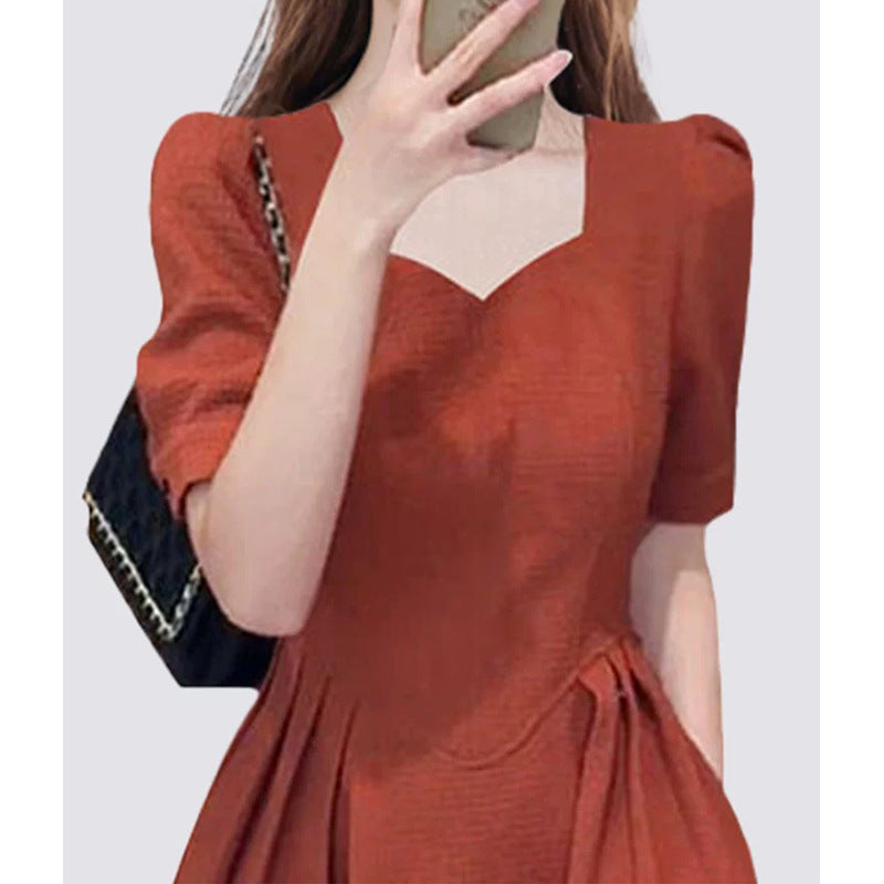 Robe midi à manches bouffantes élégante pour femmes Chic und Stil
