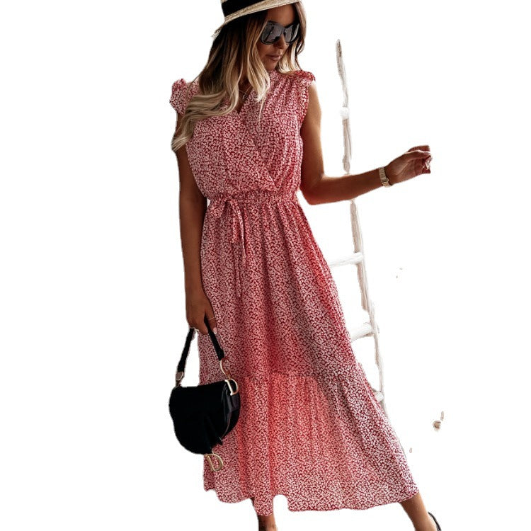 Chic and Stylish Women's Maxi Dress with Ruffle Applique