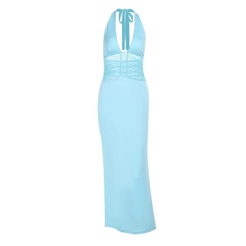 Robe maxi bodycon à col halter dames Chic und Stil
