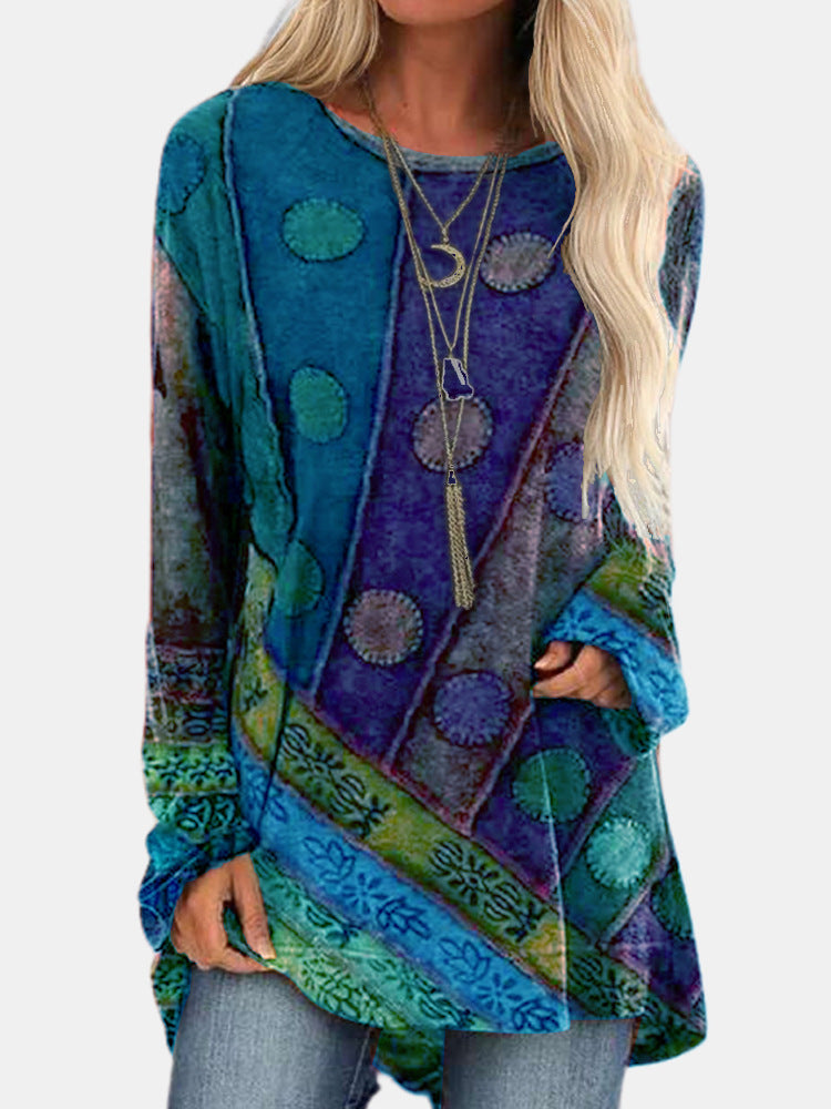 Chemise à manches longues décontractée pour femmes avec motif coloré Chic und Stil