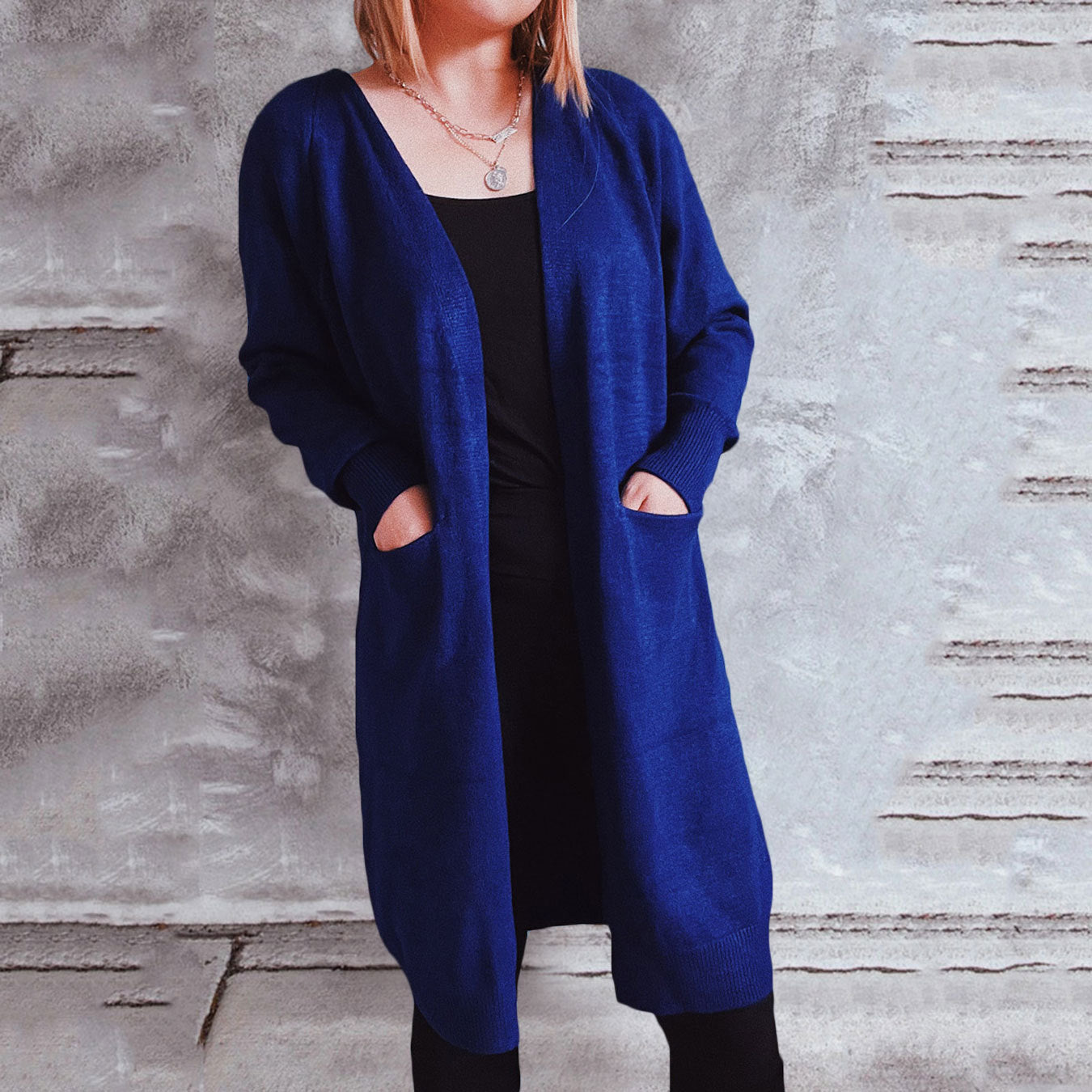 Cardigan en tricot décontracté pour femmes avec devant ouvert et poches pratiques Chic und Stil