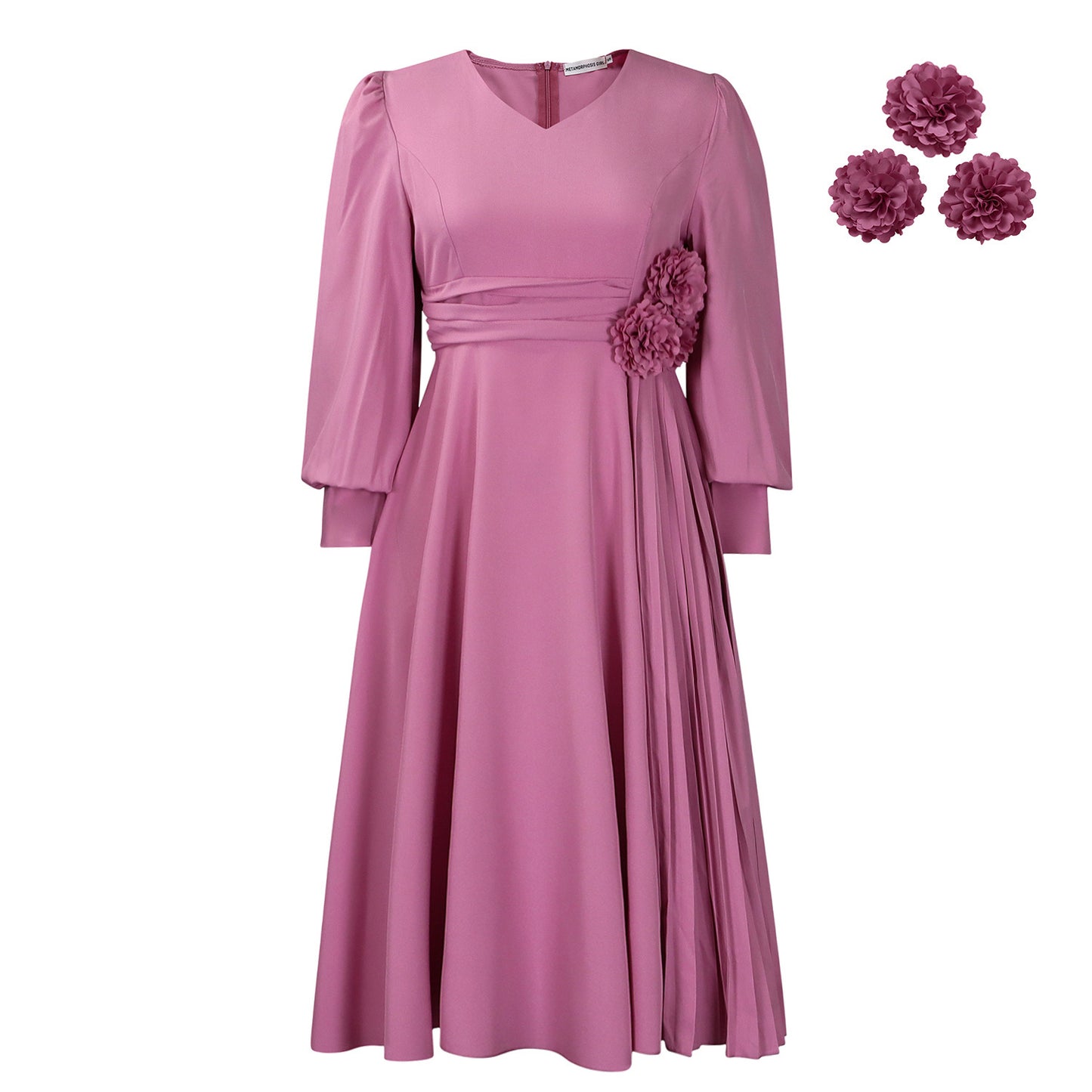 Robe élégante pour femmes avec accent floral décoratif et drapé Chic und Stil