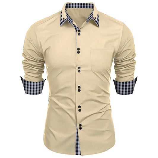 Chemise à manches longues pour hommes premium avec bouton et poignet contrasté Chic und Stil