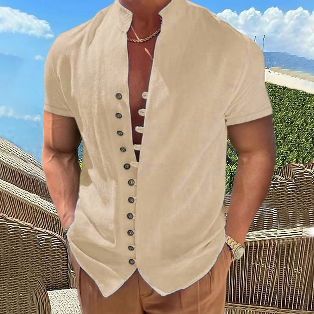 Chemise à manches courtes pour hommes avec patte de boutonnage Chic und Stil