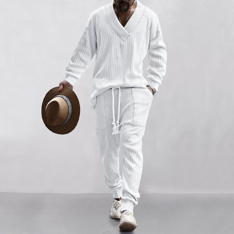 Costume en tricot décontracté pour hommes avec des structures en rib modernes Chic und Stil