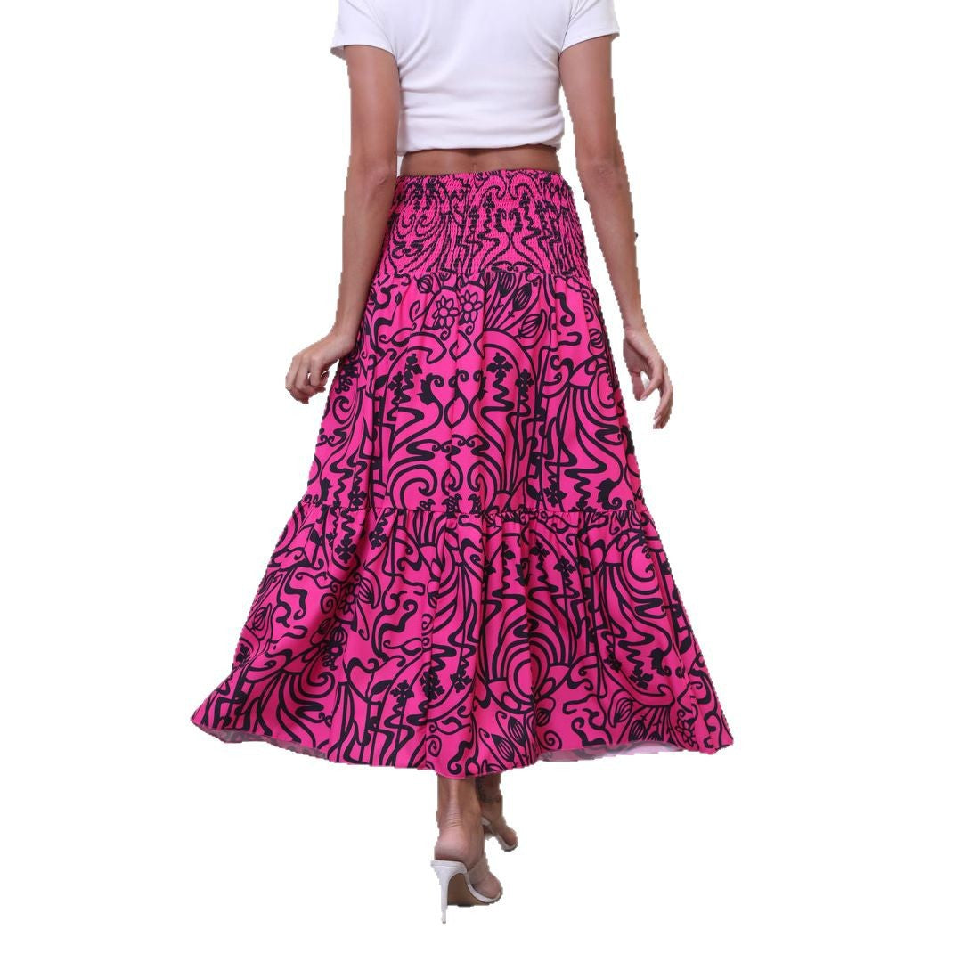 Jupe maxi à volants pour femmes avec ceinture froncée Chic und Stil