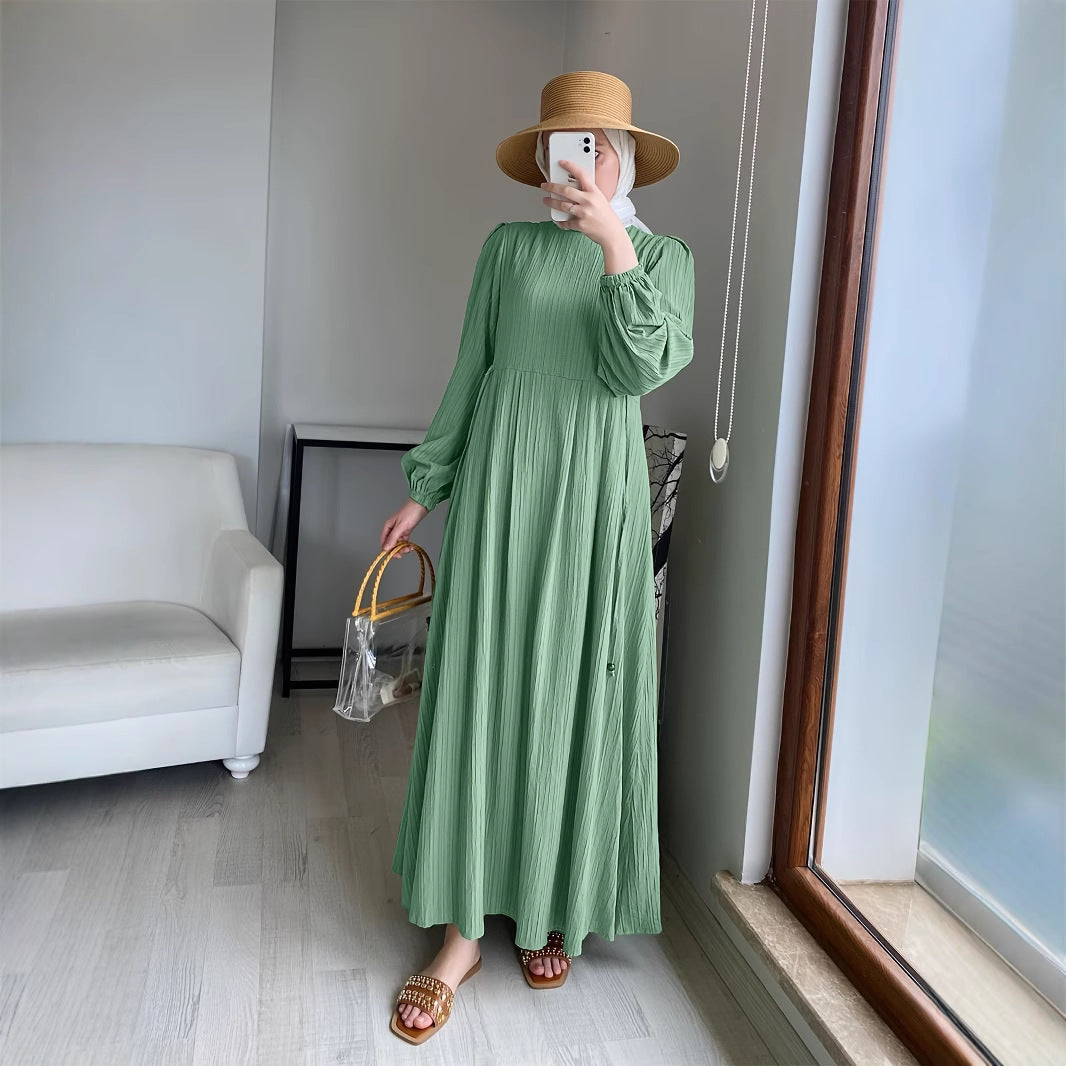 Robe maxi femme avec drapé élégant et manches élastiques Chic und Stil