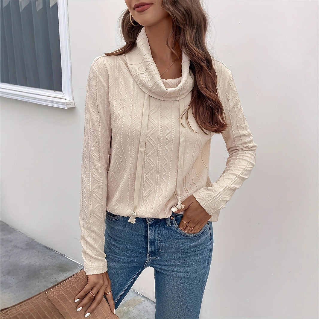 Pull femme à col bénitier avec détail de motif texturé et manches longues Chic und Stil