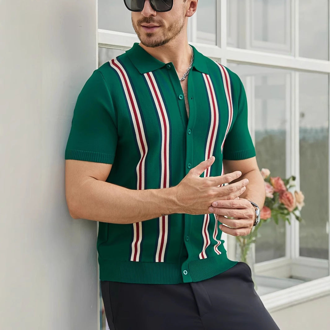Chemise à manches courtes à la mode pour hommes avec rayures Chic und Stil