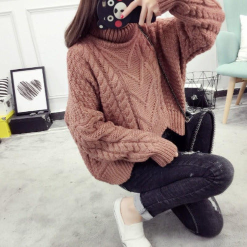 Pull-over en maille épaisse pour femmes avec col montant et motif en torsades Chic und Stil