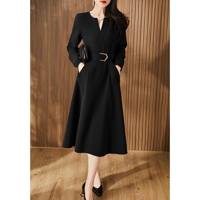 Robe midi élégante pour femmes avec ceinture Chic und Stil