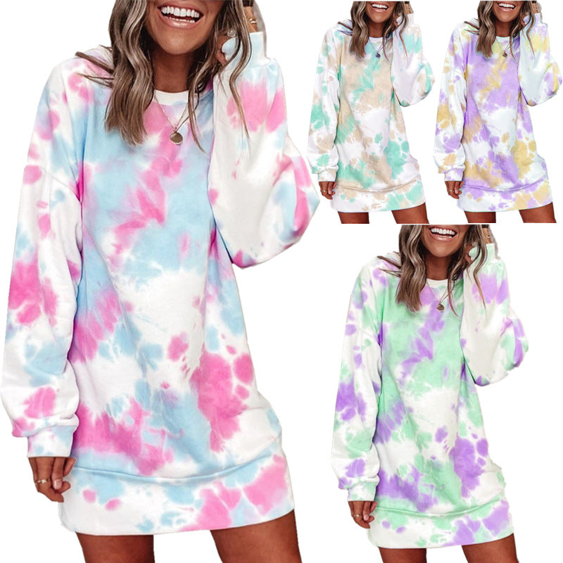 Robe sweat décontractée pour femmes avec motif batik unique Chic und Stil