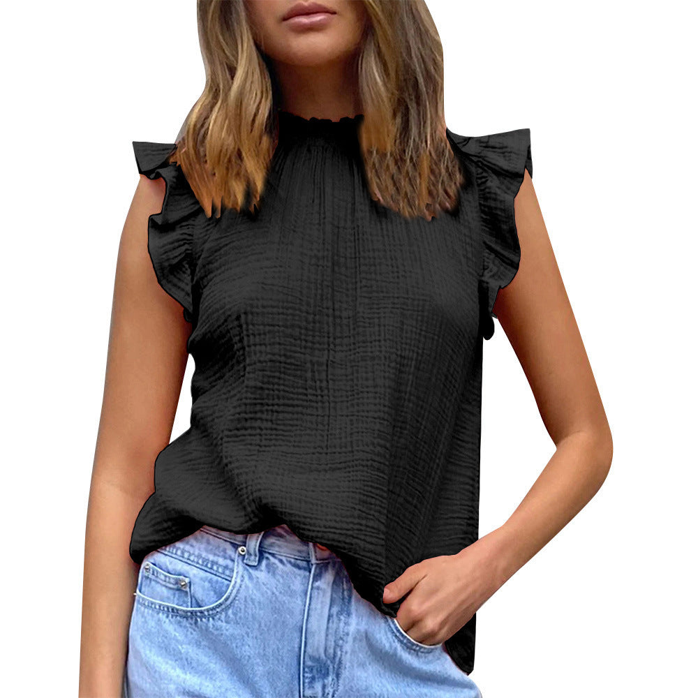 Blouse légère pour femmes avec des détails en volants et col montant Chic und Stil