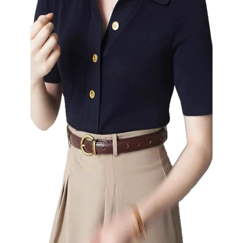 Haut à boutons à manches courtes pour femmes Chic und Stil