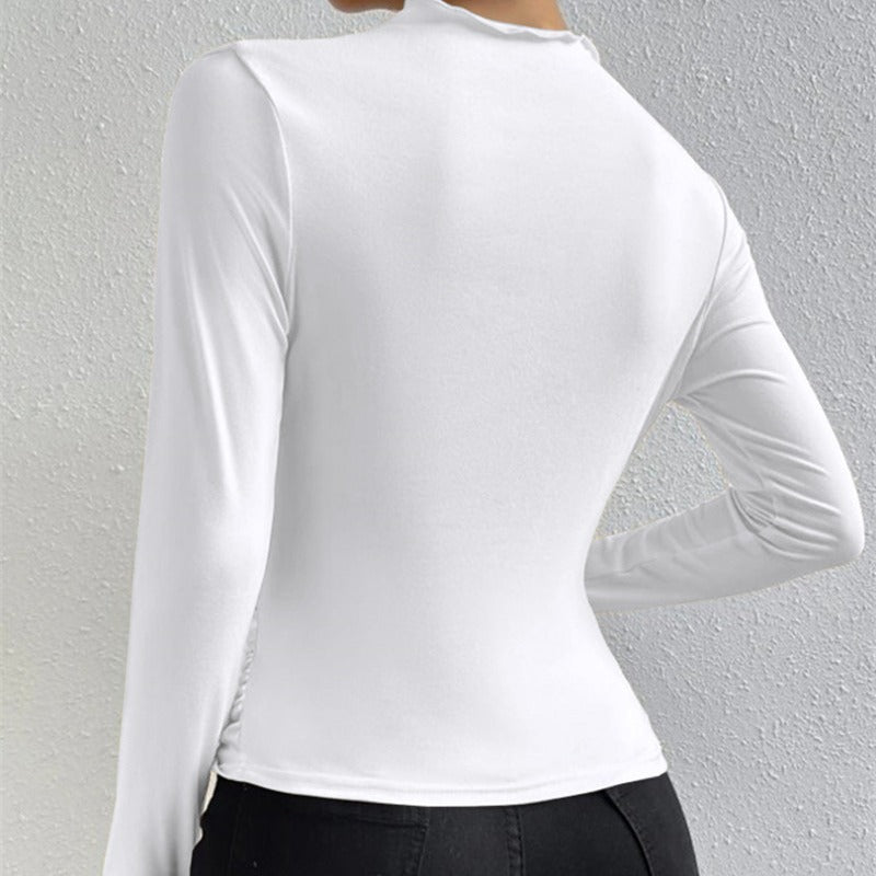 Chemise à manches longues pour femmes avec un design de drapé raffiné Chic und Stil