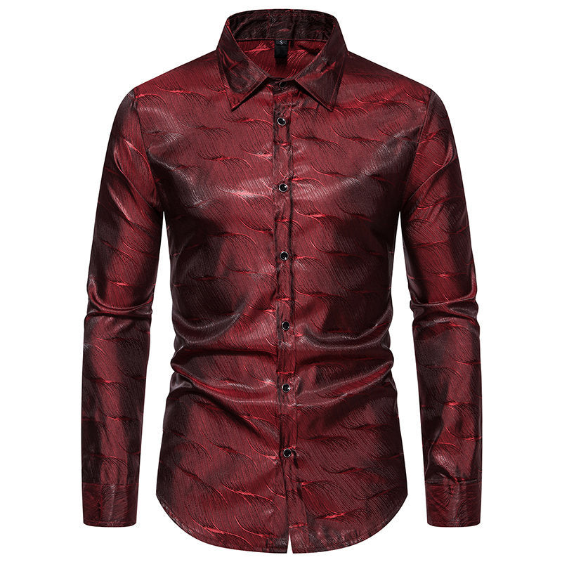 Chemise élégante à manches longues pour hommes avec motif ondulé brillant Chic und Stil