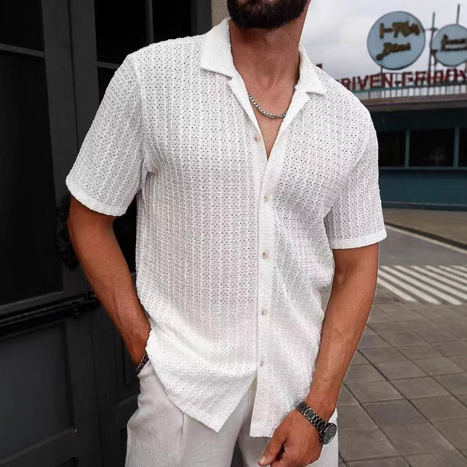 Chemise décontractée à manches courtes structurée pour hommes Chic und Stil