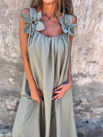 Robe maxi fluide pour femmes avec liens décoratifs aux épaules Chic und Stil