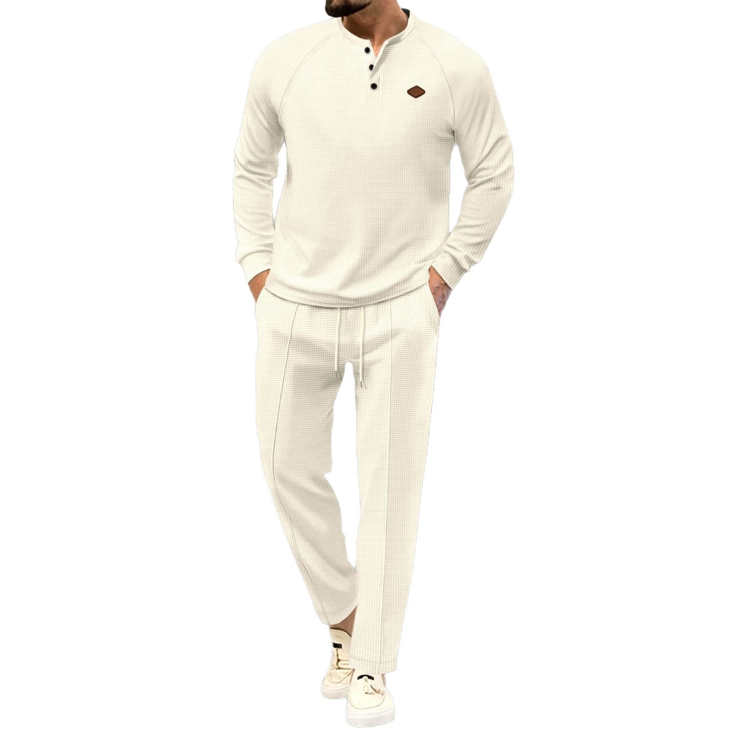 Chemise à manches longues décontractée pour hommes avec patte de boutonnage et pantalons de jogging élégants Chic und Stil