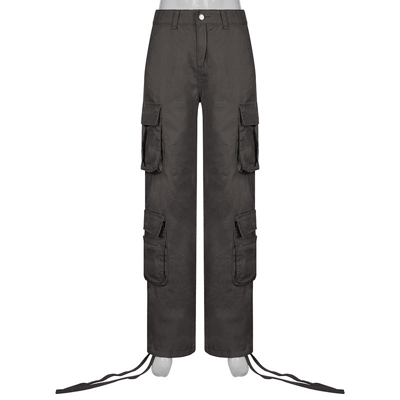 Women's cargo pants with practical zippered pockets and a relaxed fit. Chic and stylish.