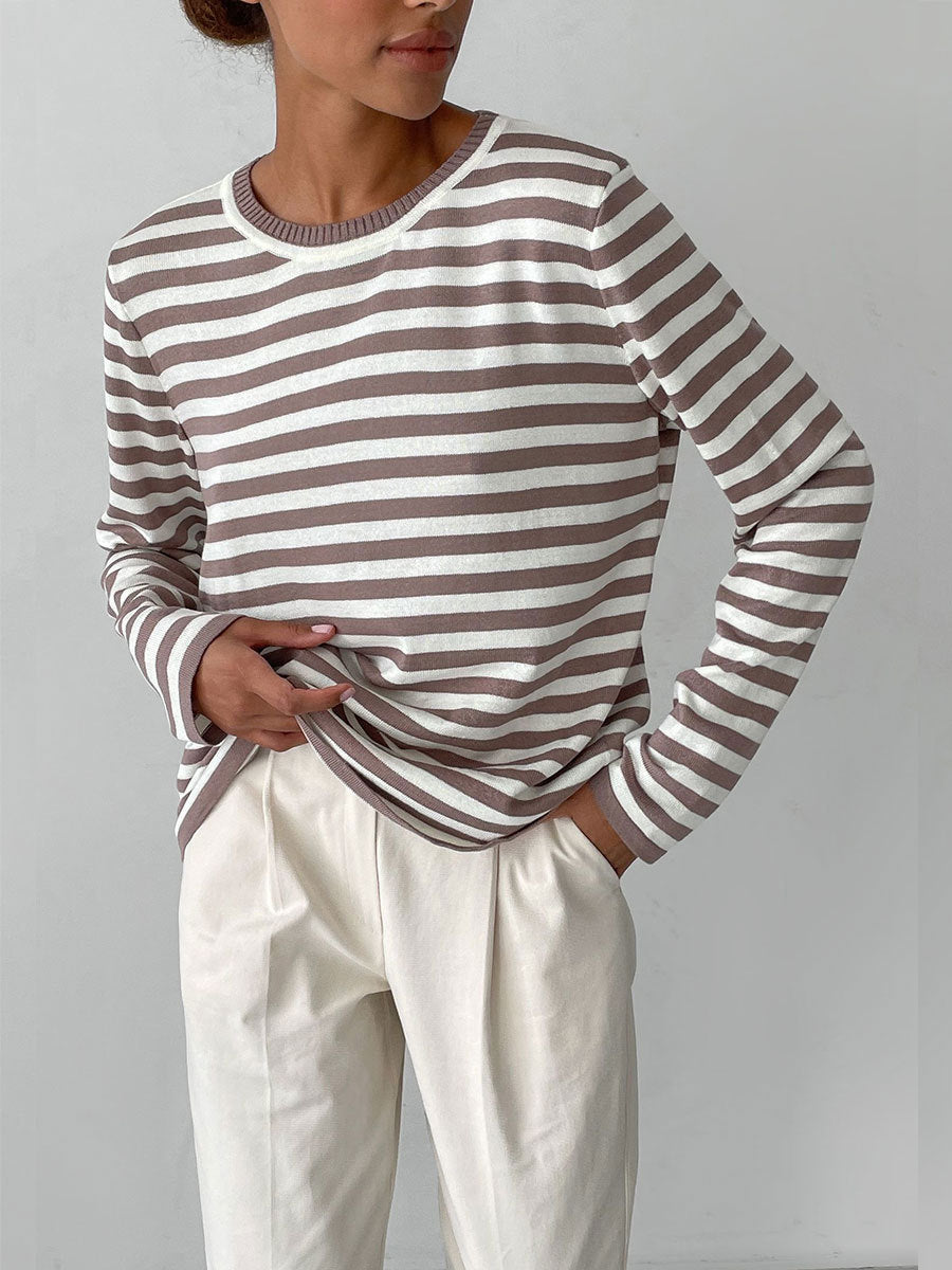 Pull over en tricot décontracté pour femmes avec motif rayé et coupe ample Chic und Stil