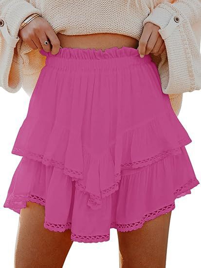Jupe d'été pour femmes avec des détails voluminueux en dentelle et une taille élastique Chic und Stil
