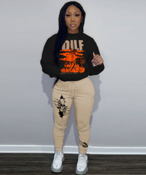 Dame hoodie avec impression unique et pantalon de jogging sportif Chic und Stil