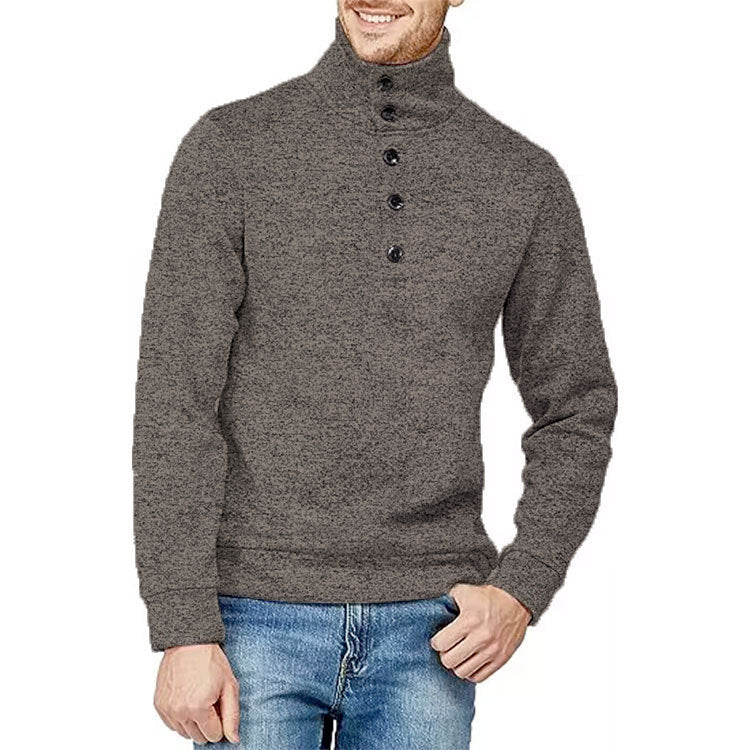 Hommes Pull de haute qualité avec col montant et détail de bouton Chic und Stil