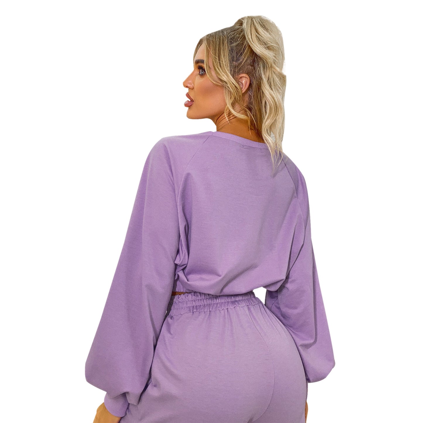 Sweat-shirt court décontracté pour femmes avec des manches volumineuses Chic und Stil