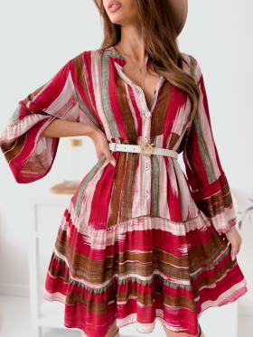 Robe mini A-ligne à rayures pour femmes avec ceinture Chic und Stil